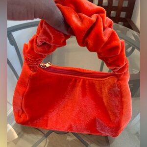 🔴4/$12 SHEIN Evening Party FauxVelvet Red Women's Clutch Bag Vintage Style